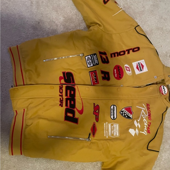BOOHOO men's speed moto jacket - yellow
